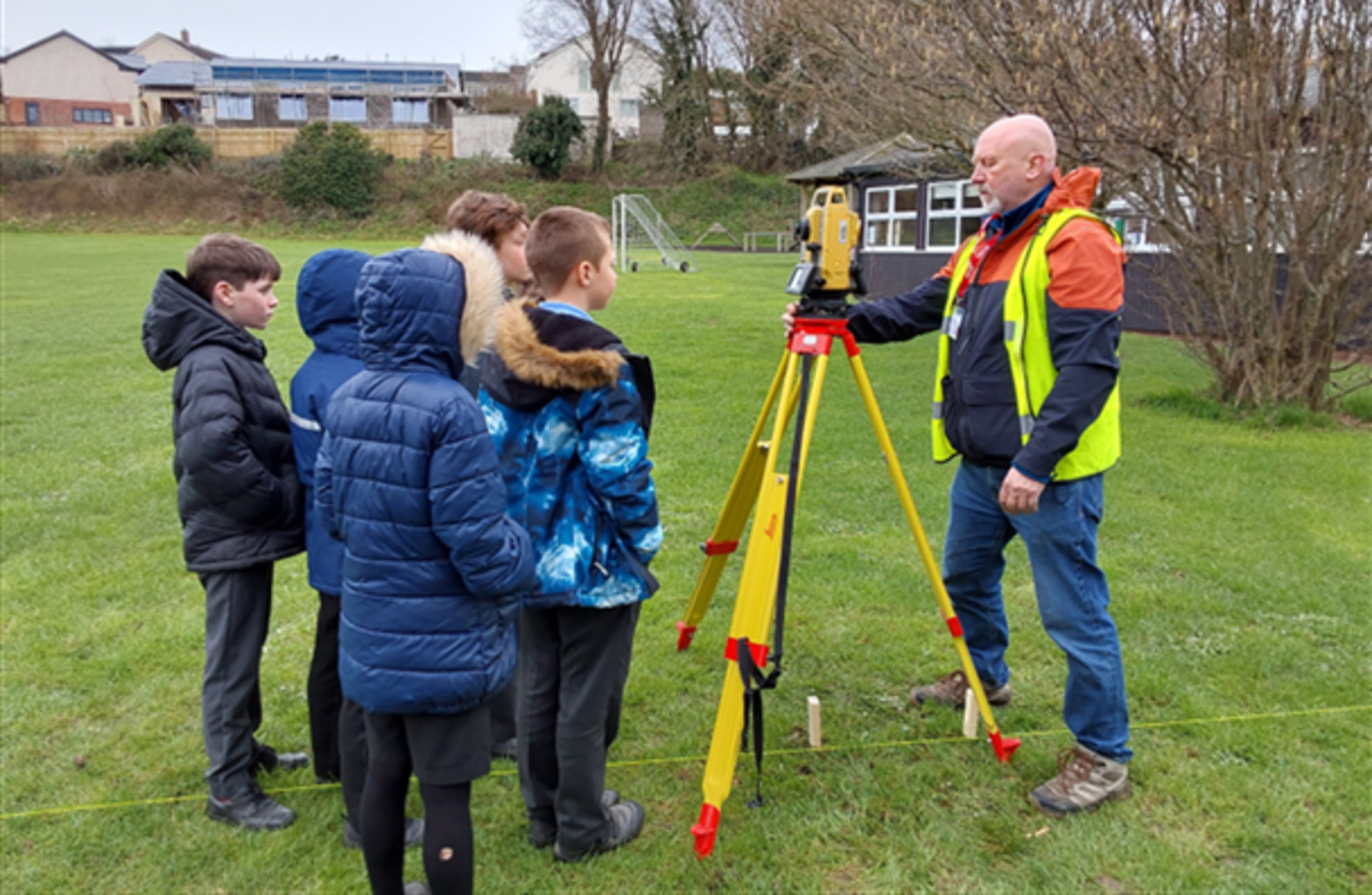 Demonstration of survey equipment by a Petroc HNC Construction staff member